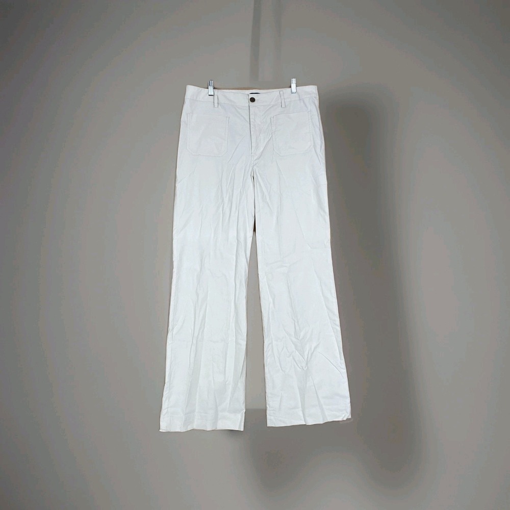 J‎ Crew Pants Womens 32T Beige Cotton Linen Blend Utility Wide Leg Patch Pocket